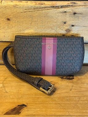 Michael Kors Belt Bag with Pink Vertical Stripes